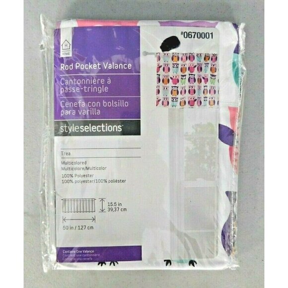 HOME ROD POCKET MULTI COLOR WITH OWLS VALANCE 15 X 50 INCHES, #0670001 - Picture 1 of 4